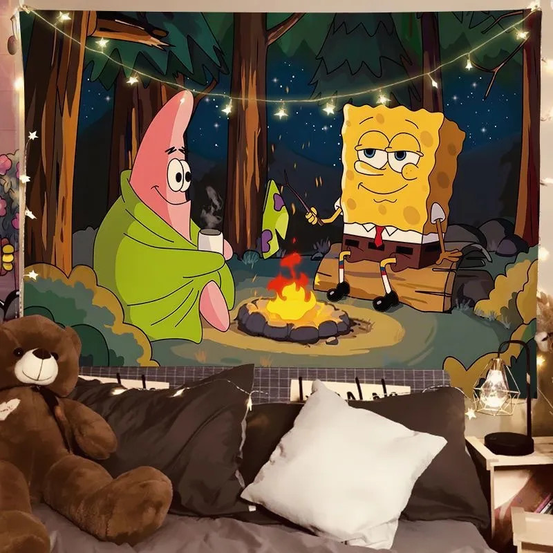 (Pengiriman dari Jakarta) SpongeBob SquarePants Patrick Star Latar Belakang Dinding Kain Kartun Anim