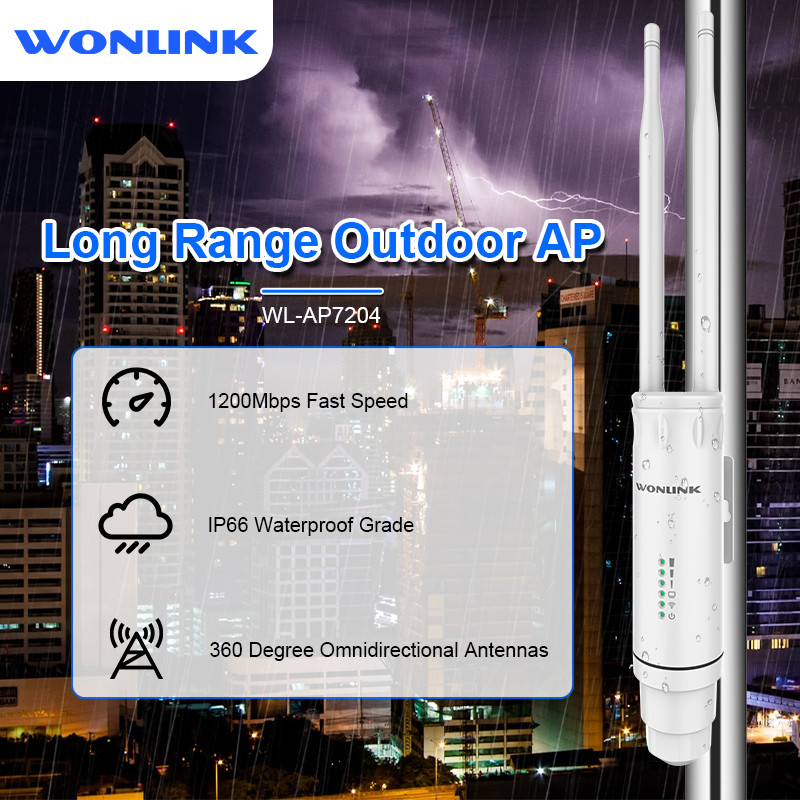 Wonlink 1200Mbps Outdoor Access Point 48V POE Wifi Router Repeater 5G+2G Weatherproof Long Range Omn