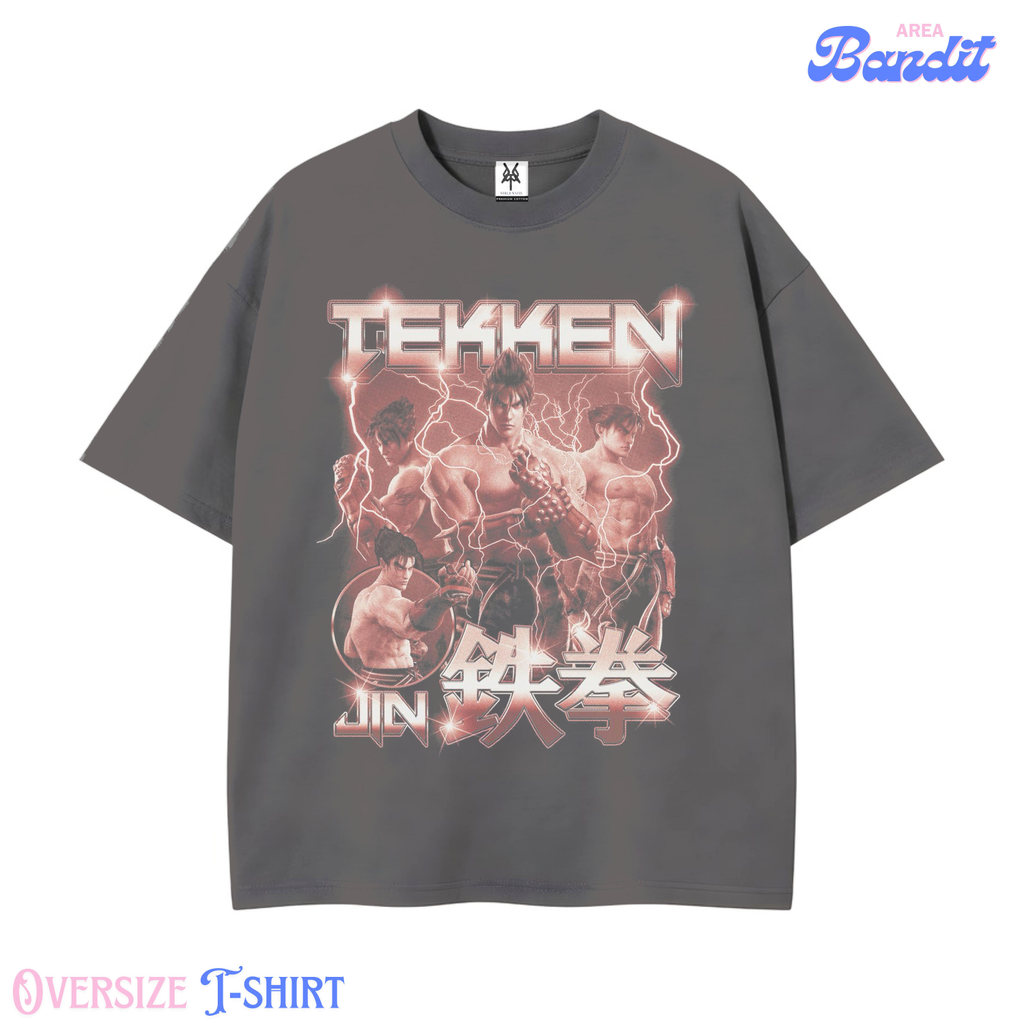 Bandit Area "tekken jin" Oversized T-shirt dark grey