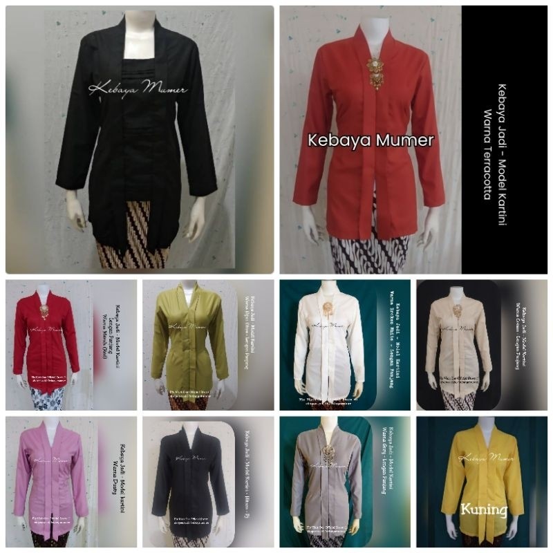 PROMO   Kebaya Kutubaru Kartini Polos Baju Adat Jawa Tradisional Bahan Katun Toyobo Ready Size Jumbo
