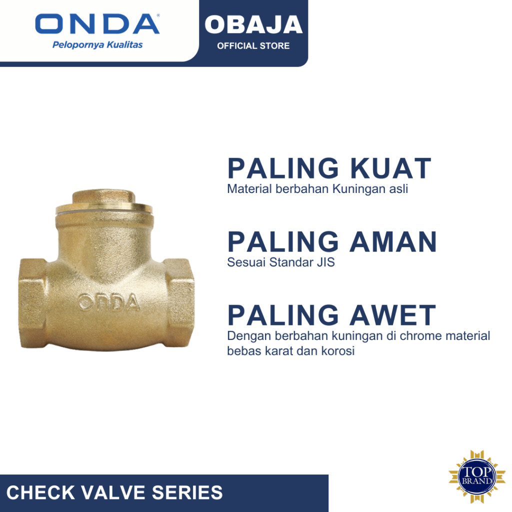 Onda Check Valve 1" Onda / Klep Tembok Kuningan 1" / Swing Check Valve Onda