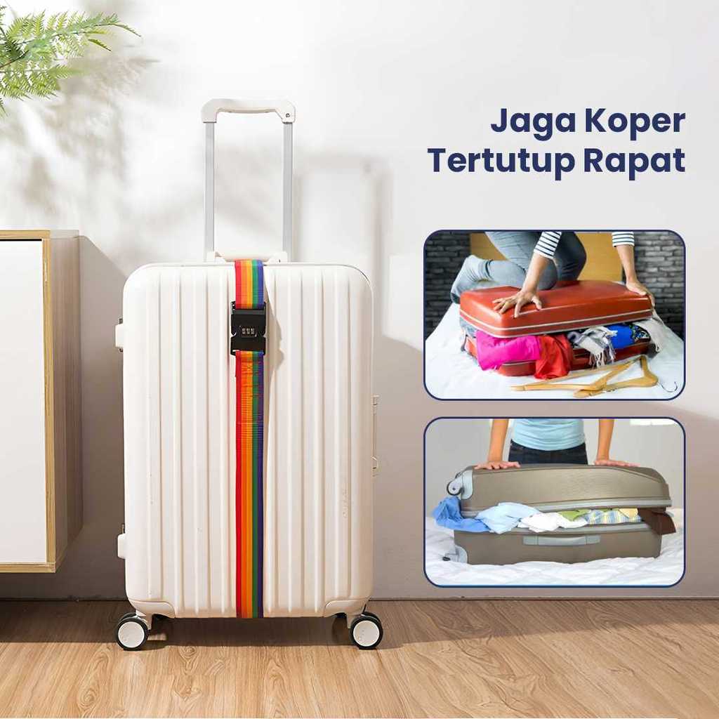 Sabuk Koper Umroh Pelangi Tali Pengikat Koper Kunci Kombinasi
