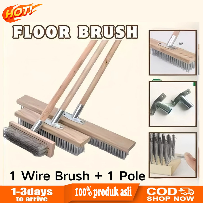 Sikat Pembersih Lantai Toilet Kamar Mandi 2In1 Wire Brush Sikat Kawat Baja Sikat Gosok Lantai Tahan 