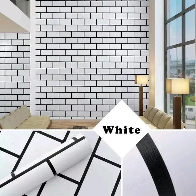Wallpaper dinding 3d Wallpaper dinding kamar tidur wallstiker 45cm x 8M motif batu bata alam-UNIK BA