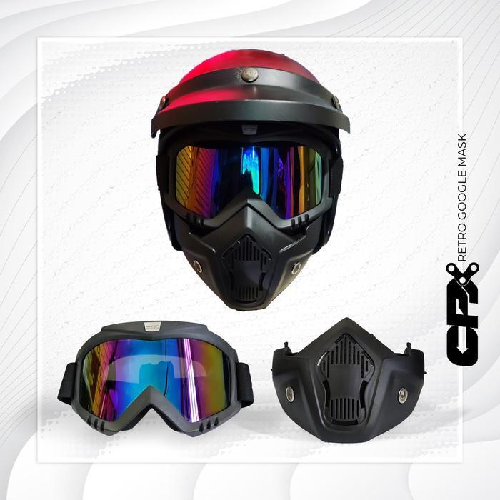 Promo Google Mask Kacamata Helm Masker TAFFSPORT Cocok Untuk Segala Helm Gold Motor - Transparant Te
