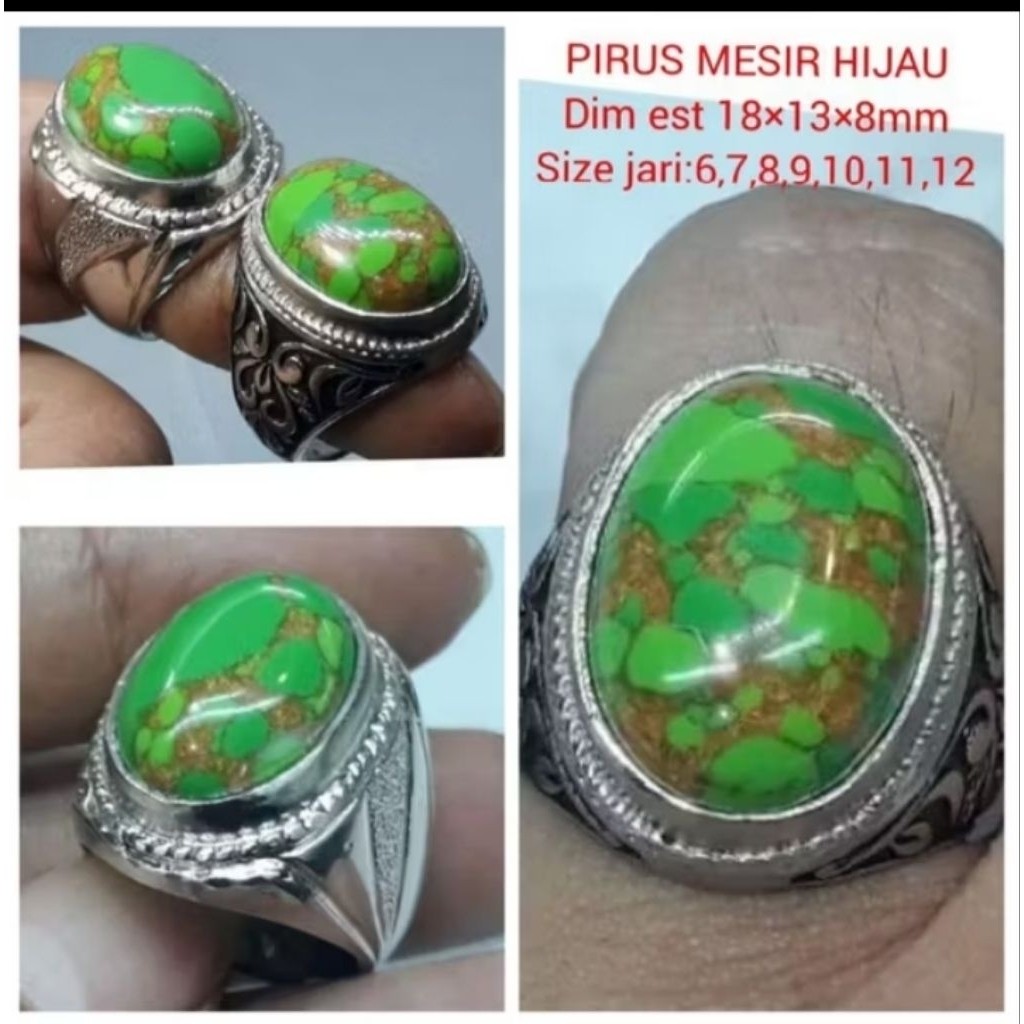 cincin batu pirus hijau urat emas