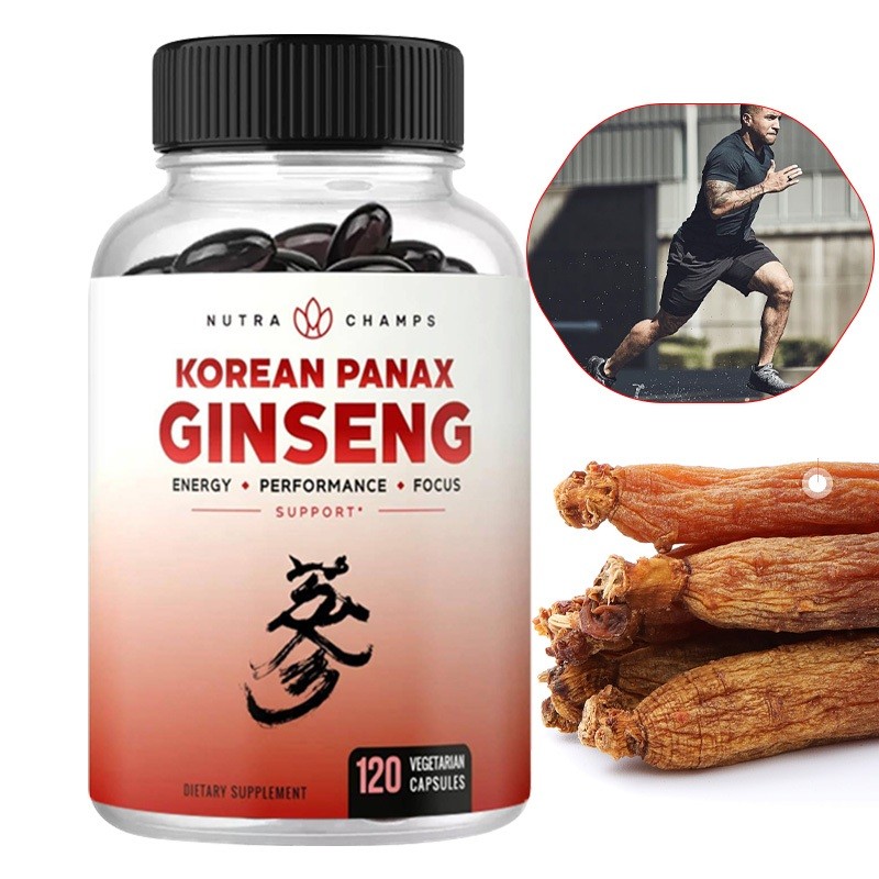 Ginseng Merah Korea 1650 mg, meningkatkan energi, vitalitas, dan libido - 120 kapsul vegetarian