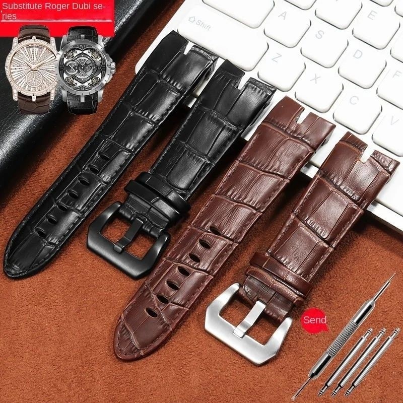 Strap Tali Kulit Jam Tangan Pria Roger Dubuis High Quality Leather 26mm Strap Jam Roger Dubuis