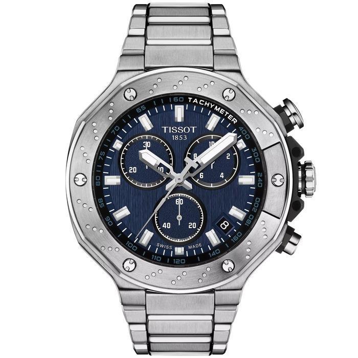 Tissot T-Race 45mm Chronograph Blue Navy Dial Stainless Steel Strap Jam Tangan Pria Original T141.41