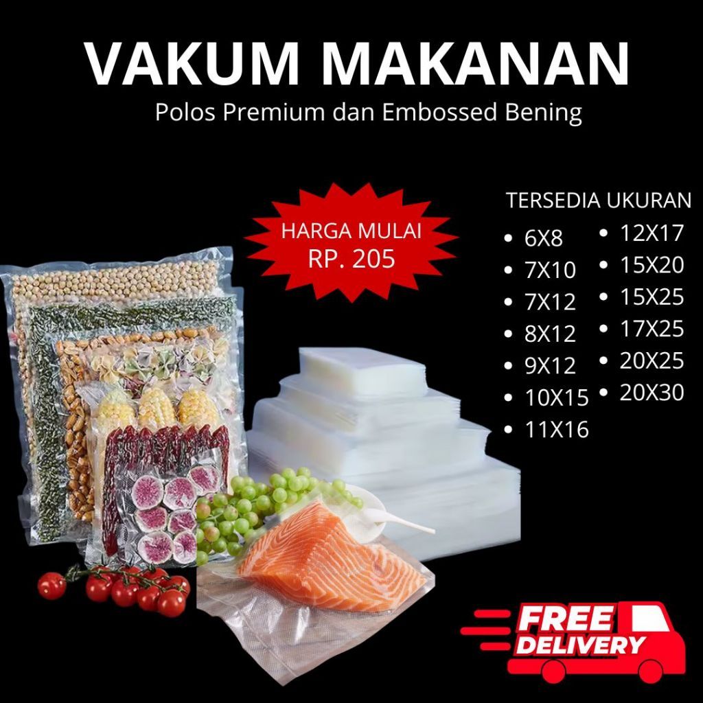 Vacum Makanan Sealer Plastik | Kantong Pres Makanan Food Grade & Kedap Udara