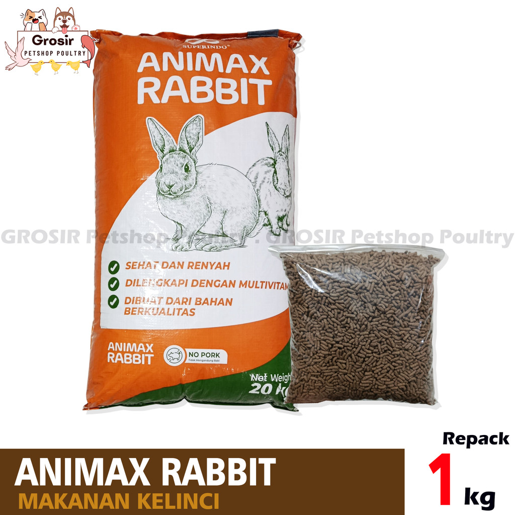 ANIMAX Rabbit Food Repack 1kg / Makanan Kelinci ANIMAX Rabbit Kelinci