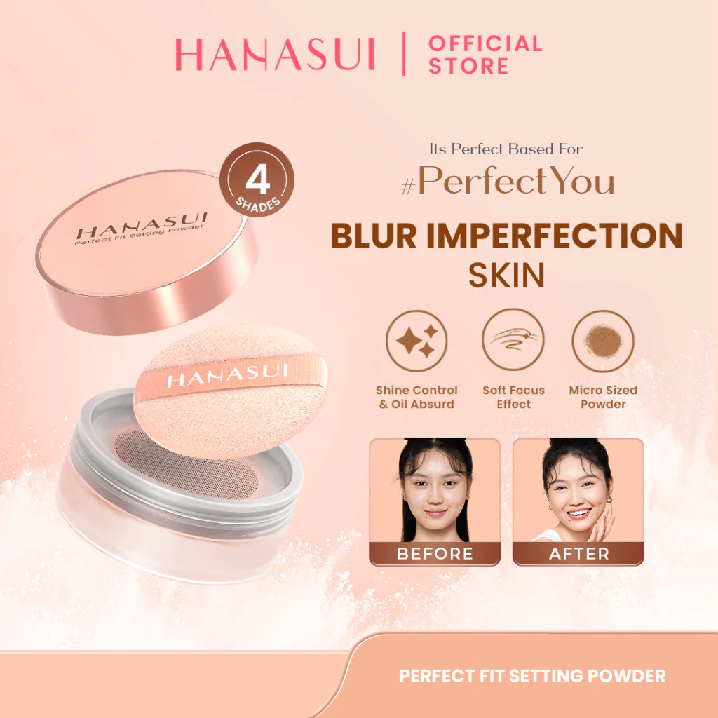 Hanasui Perfect Fit Setting Powder - Bedak Tabur Halus Ringan Natural Coverage