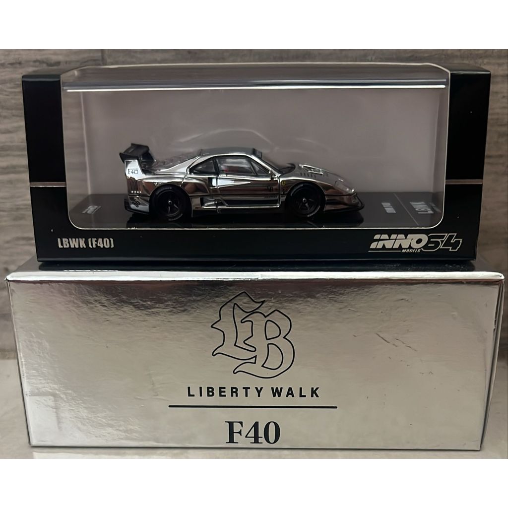 INNO 64 Models Ferrari F40 Chrome Silver LBWK Unsealed Box Mulus Original
