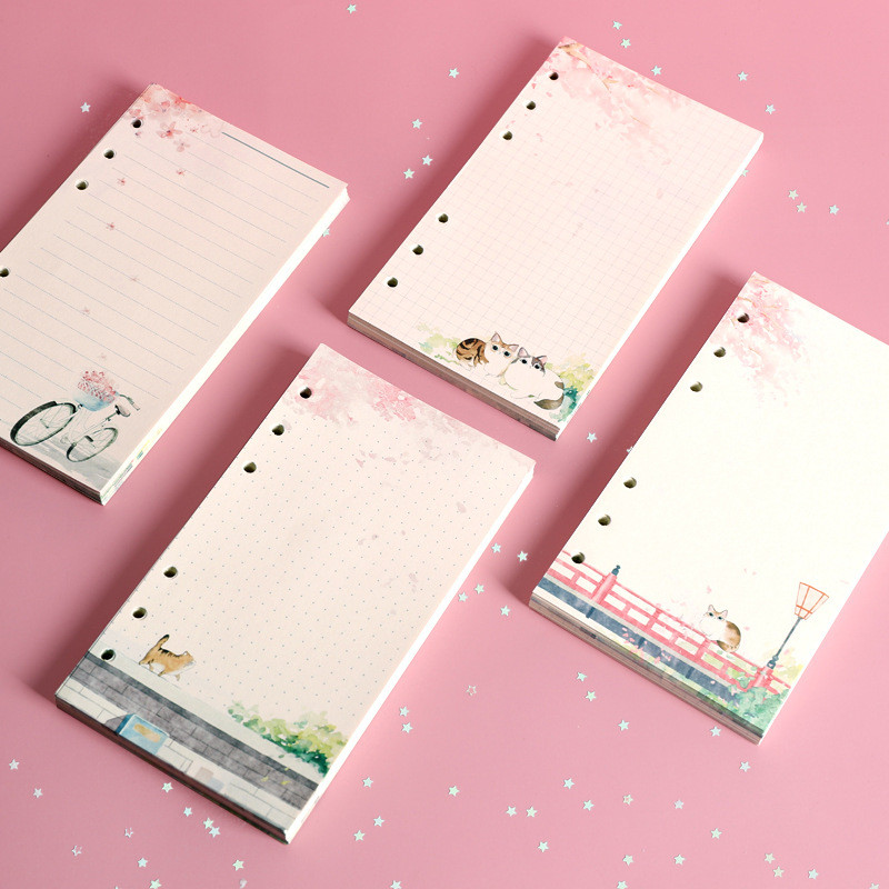 A6 80Sheet Cute Colorful Loose-leaf Replacement Line Grid Blank Point Paper Refill Inner Page Inner 