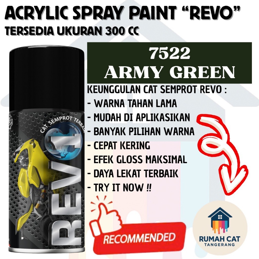 Cat Semprot Acrylic Army Green / Hijau Army  7522 - Pilok Pilox Akrilik