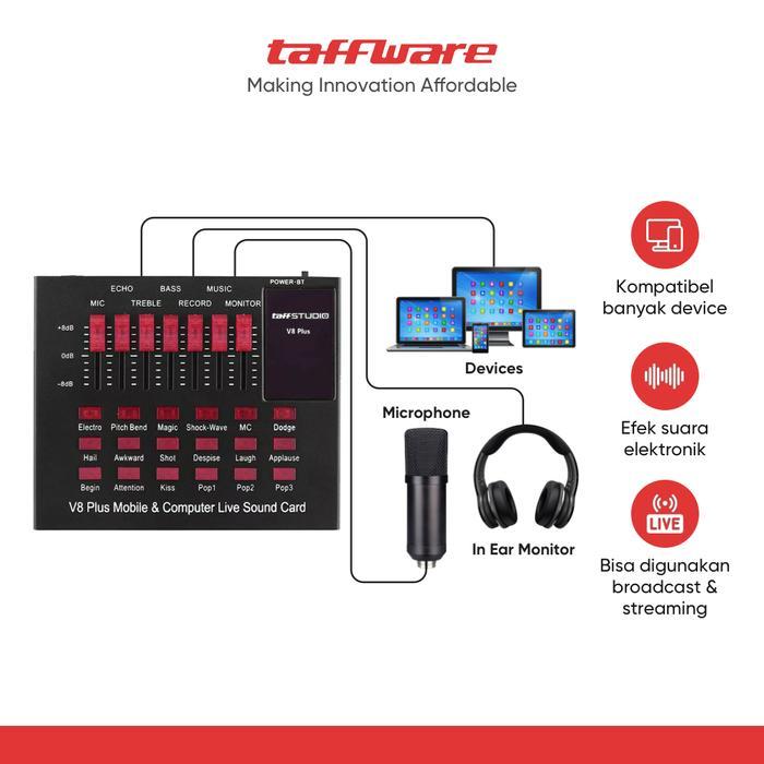 Pro Elektrikstore TaffSTUDIO Bluetooth Audio USB EXT Soundcard Live BCAST V8 Plus BLACK