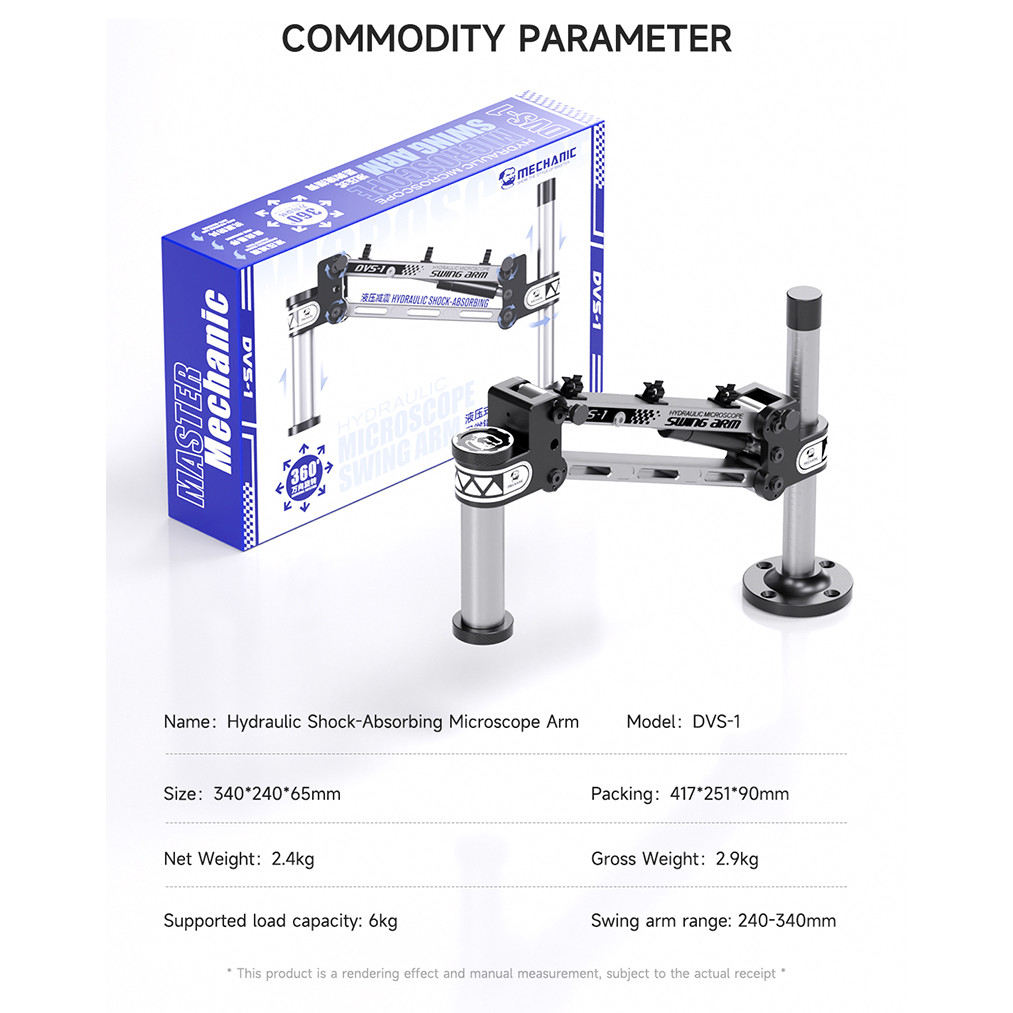 MECHANIC DVS1 Hydraulic ShockAbsorbing Microscope Swing Arm,Alloy Bracket 6kg Load, 360° Rotation, A
