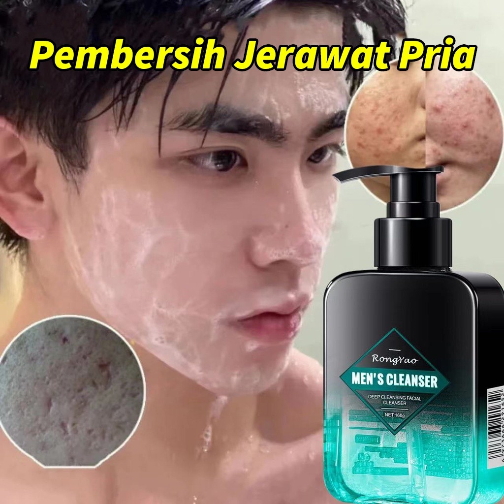 Pembersih Wajah Pria 160g Jerawat Pemutih Wajah Pria Tungau Pembersih Jerawat Dan Komedo Kontrol Min