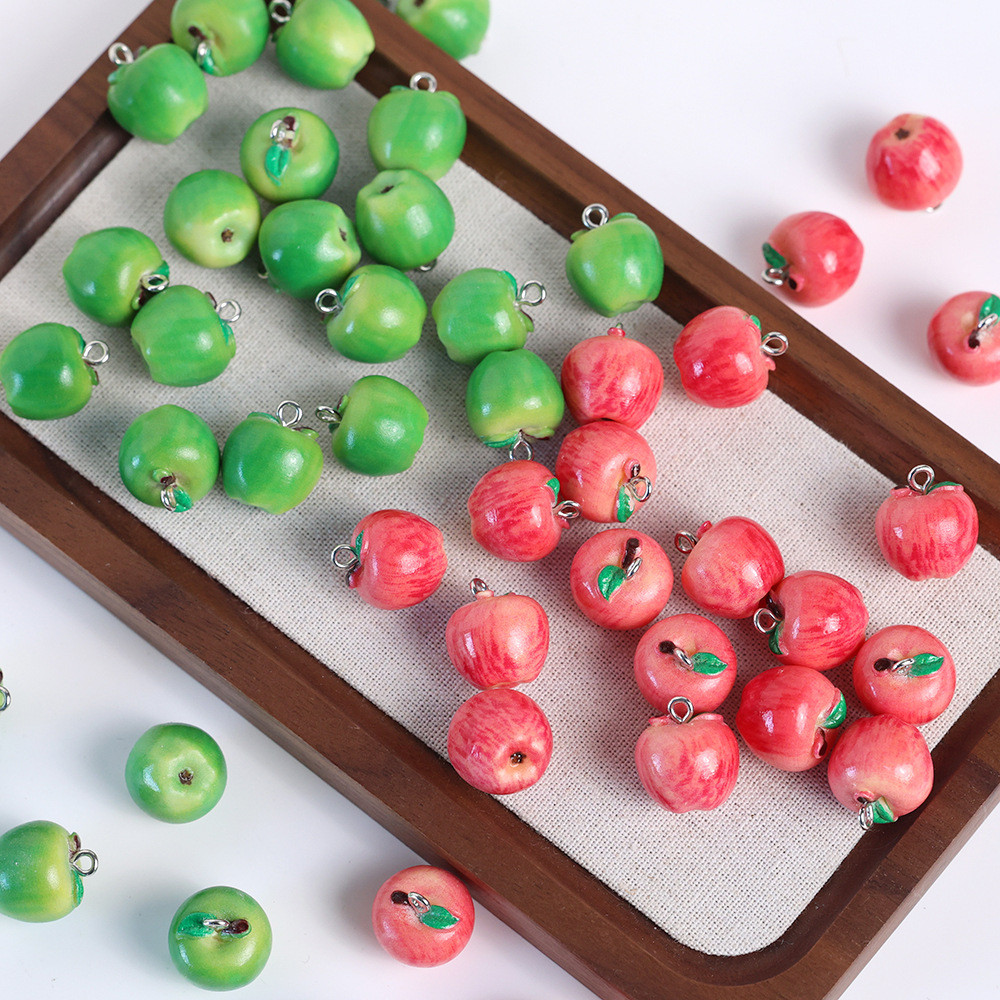 Grosir mini realistis buah cyan apel manik-manik tiga dimensi DIY buatan tangan manik-manik gelang k