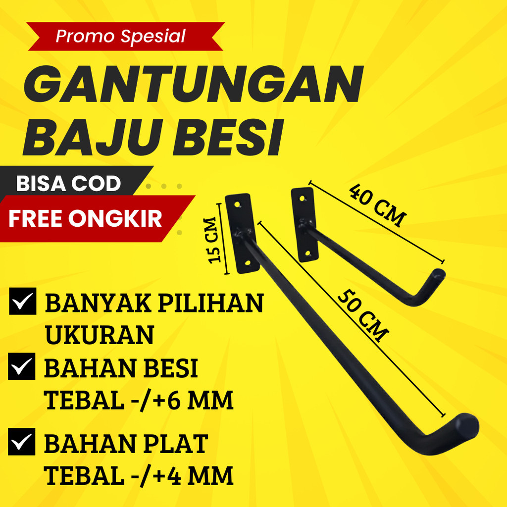 gantungan baju dinding besi serbaguna kaitan besi