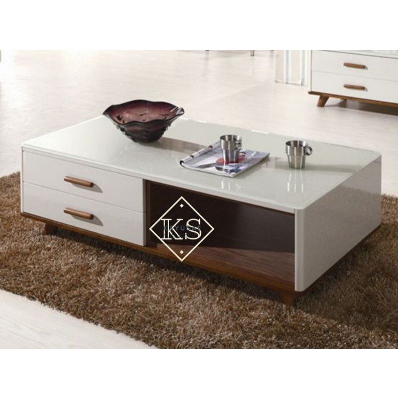 Furniture Sukabumi | Meja tamu meja kopi ruang keluarga minimalis 2 laci