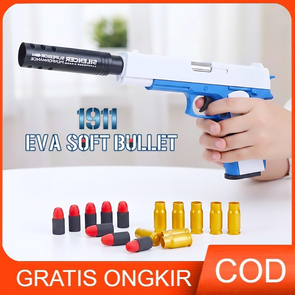 Mainan Anak PISTOL PLASTIK 1911 Tembakan Plastik Eva Soft Series Tembakan Pistol Mainan Anak