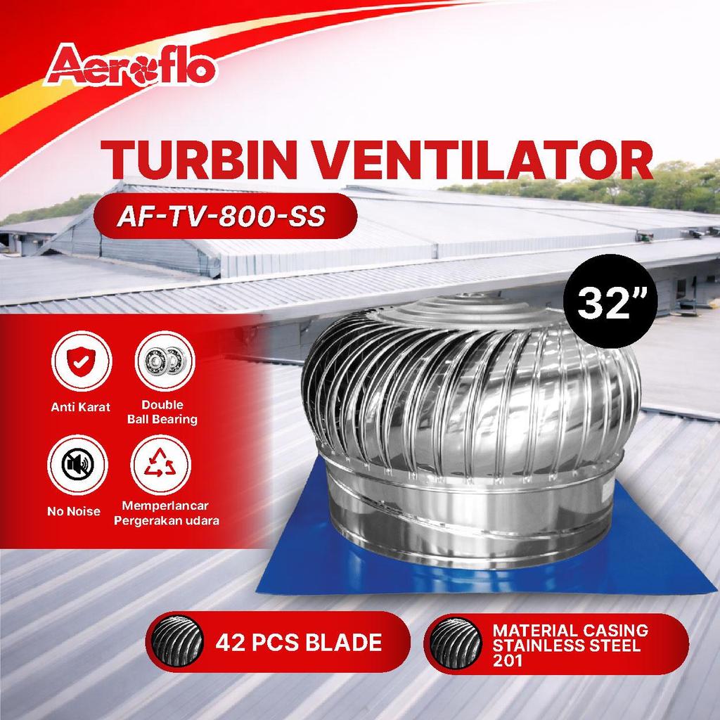 AEROFLO Turbin Ventilator Stainless Steel 32 Inch Roof Ventilator Atap Rumah Pabrik 32"