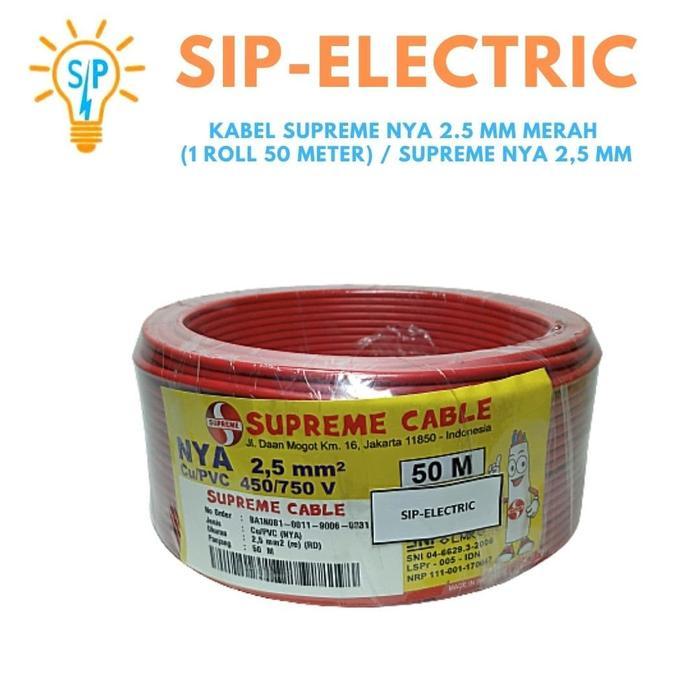 KABEL SUPREME NYA 2.5 MM MERAH ( 1 ROL 50M ) / KABEL LISTRIK INTI KAWAT TEMBAGA MURNI / SUPREME CABL