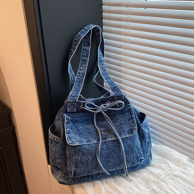 Tas selempang denim simpel gaya Korea baru untuk wanita