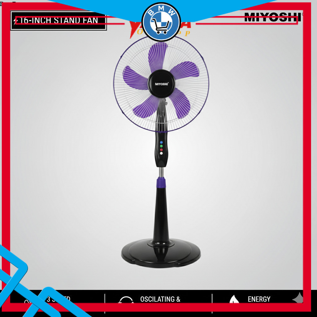 Kipas Angin Miyoshi 16 Inch Stand Fan 1603 Kaki Silang Kokoh