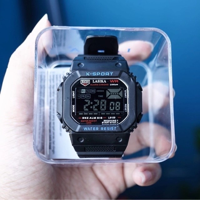 fashion pria lasika sport Jam tangan pria remaja Anti air free box - kaca