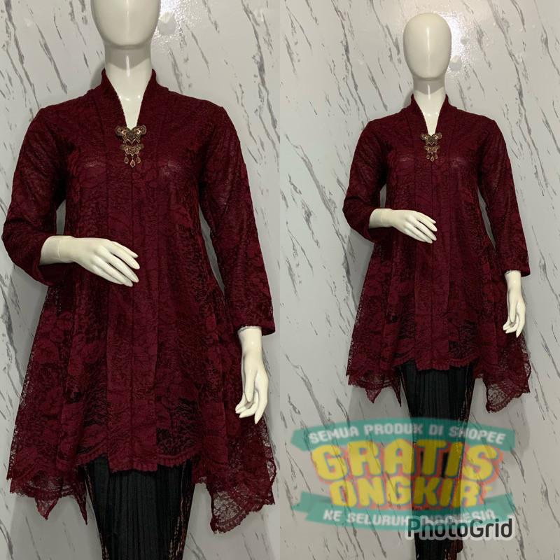 KEBAYA TUNIK MODERN / KEBAYA KARTINI / KEBAYA BUSUI / KEBAYA BROKAT/ pakaian wanita lainnya maron to