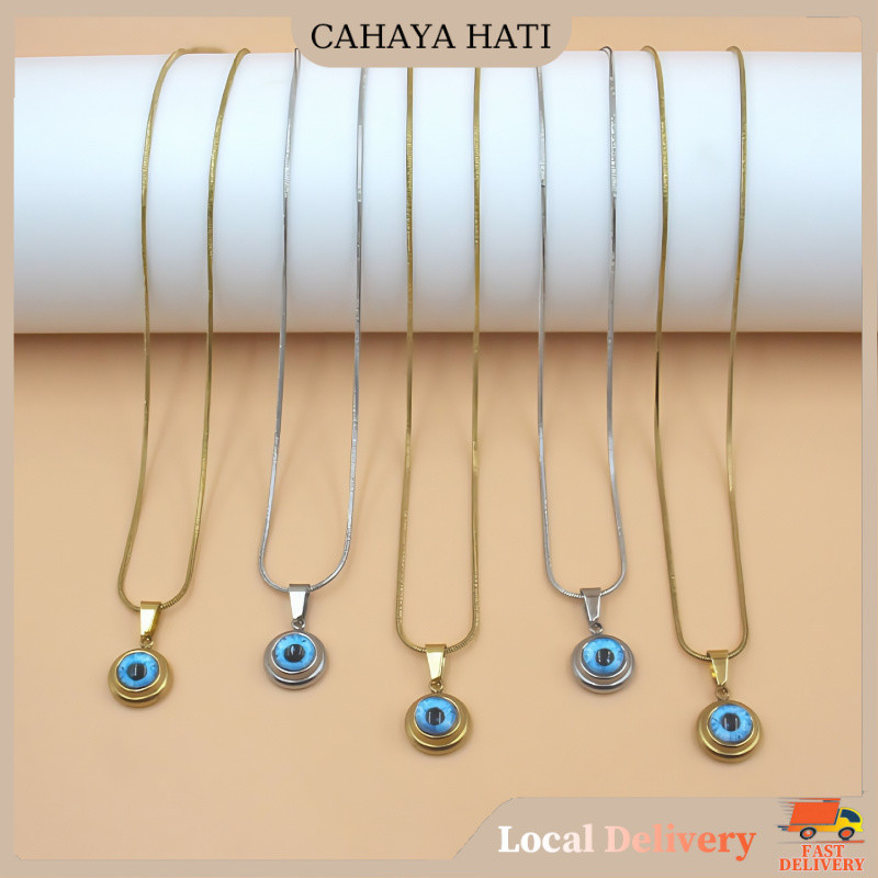 Kalung Titanium Liontin Mata Iblis Kalung Titanium Titanium Kalung Leher Aksesori Modis Unisex