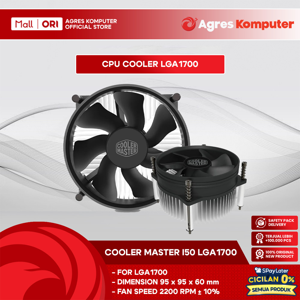 COOLER MASTER CPU AIR COOLER I50 LGA1700 (1X 92MM FAN) BLACK