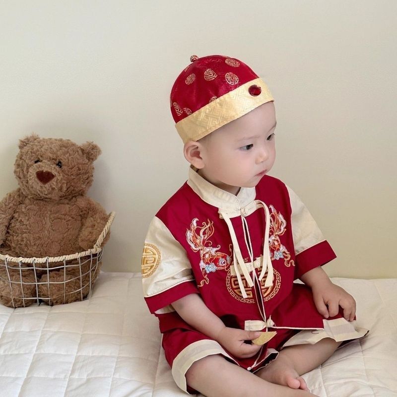 [Kota Dongeng] Baju Tang Bayi Cina Anak Laki-laki Hanfu Kostum Cina Kostum Cina Setelan Minggu