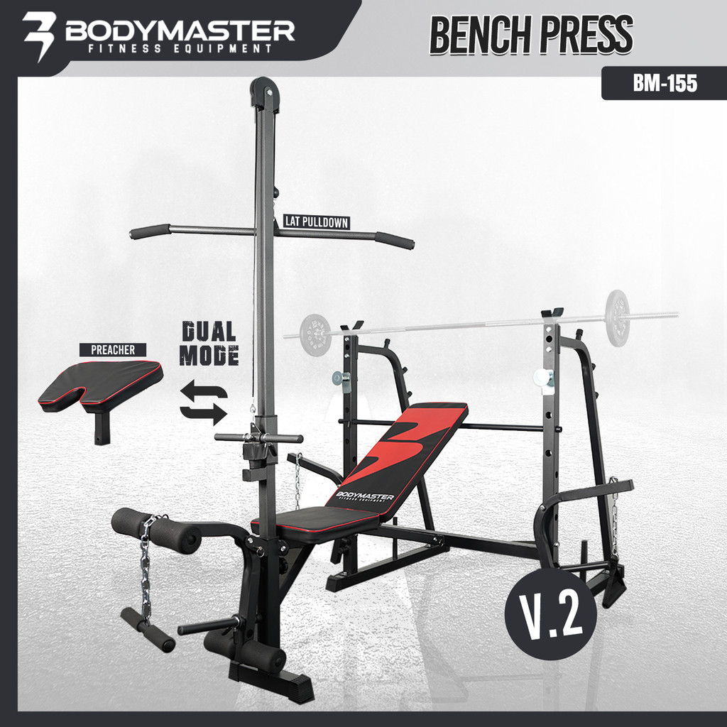 BODYMASTER Bench Press BM-155 Home Gym Bench Preacher Curl Leg Lat Pull Down