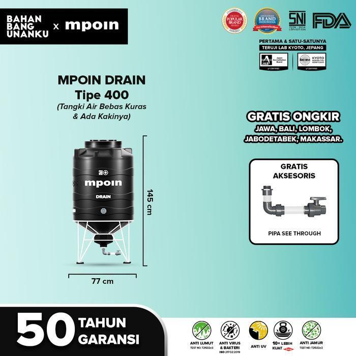 MPOIN TANGKI TANDON TOREN AIR 1200 MPOIN DRAIN 1100 LITER GARANSI 50 TAHUN ANTI - 400 DRAIN