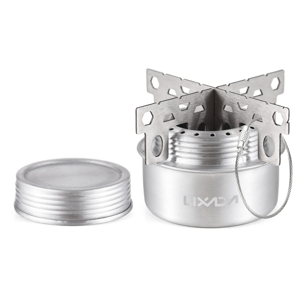 Lixada Portable Alcohol Stove Windshield Outdoor Ultralight Aluminum Alloy Stove Camping Hiking Back