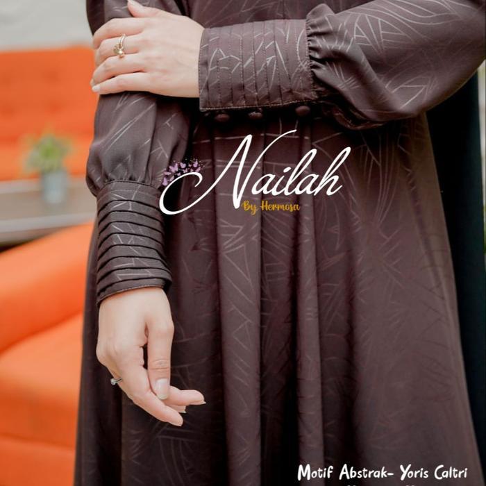 [Gamis hermosa] GAMIS EMBOS HERMOSA YORIS CALTRI warna COKLAT Tua-Gamis syari coklat tua High Nyaman