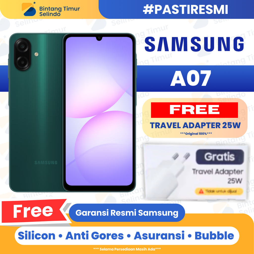 Samsung Galaxy A07 4/64GB 4/128GB 6/128GB 8/256GB |Helio G99|Camera 50MP | 5000mAh | Garansi resmi