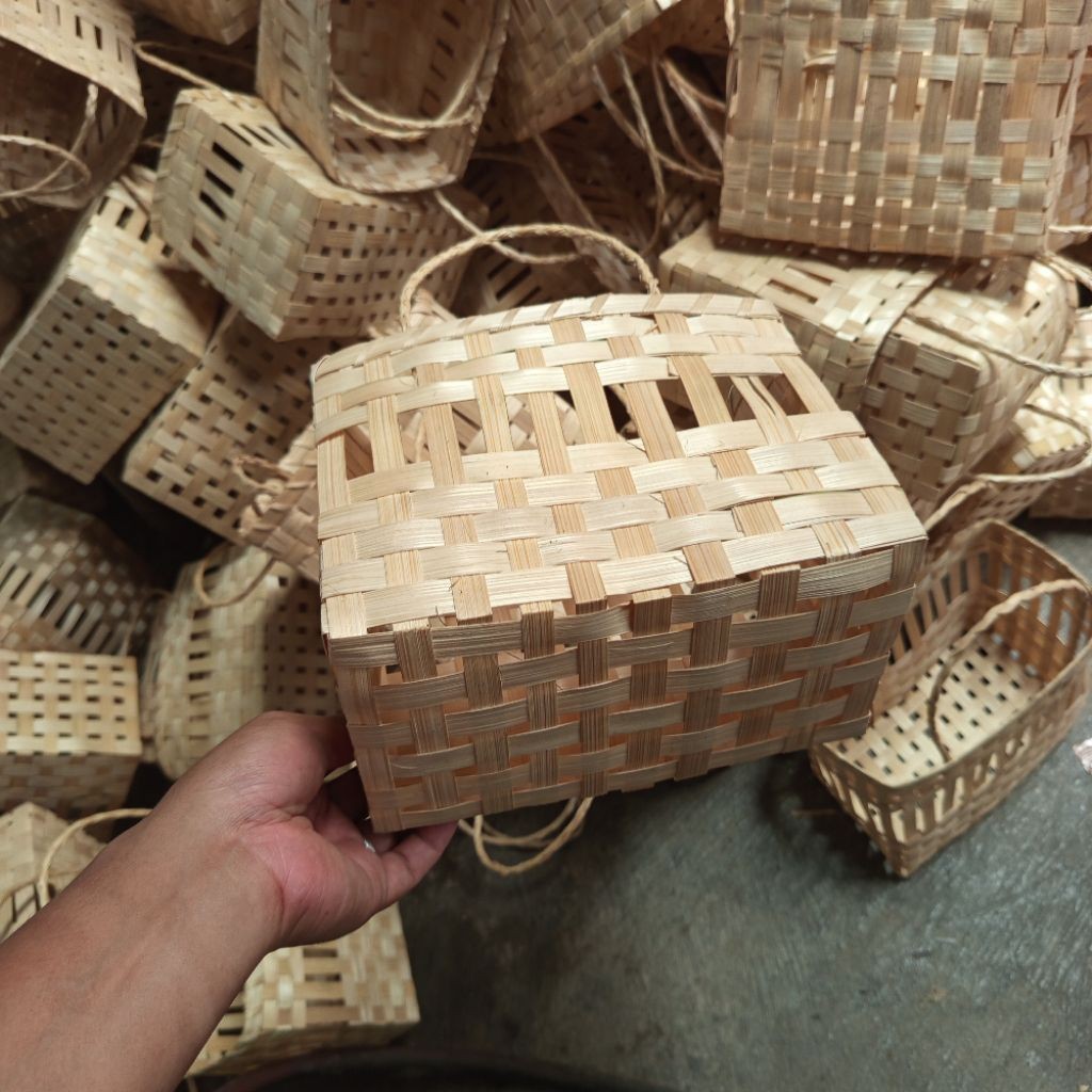 (TL8) Tas wadah kue kering tas rumi 20x13cm Tas Anyaman  Tas Anyaman Bambu Wadah Toples Kue – Cocok 