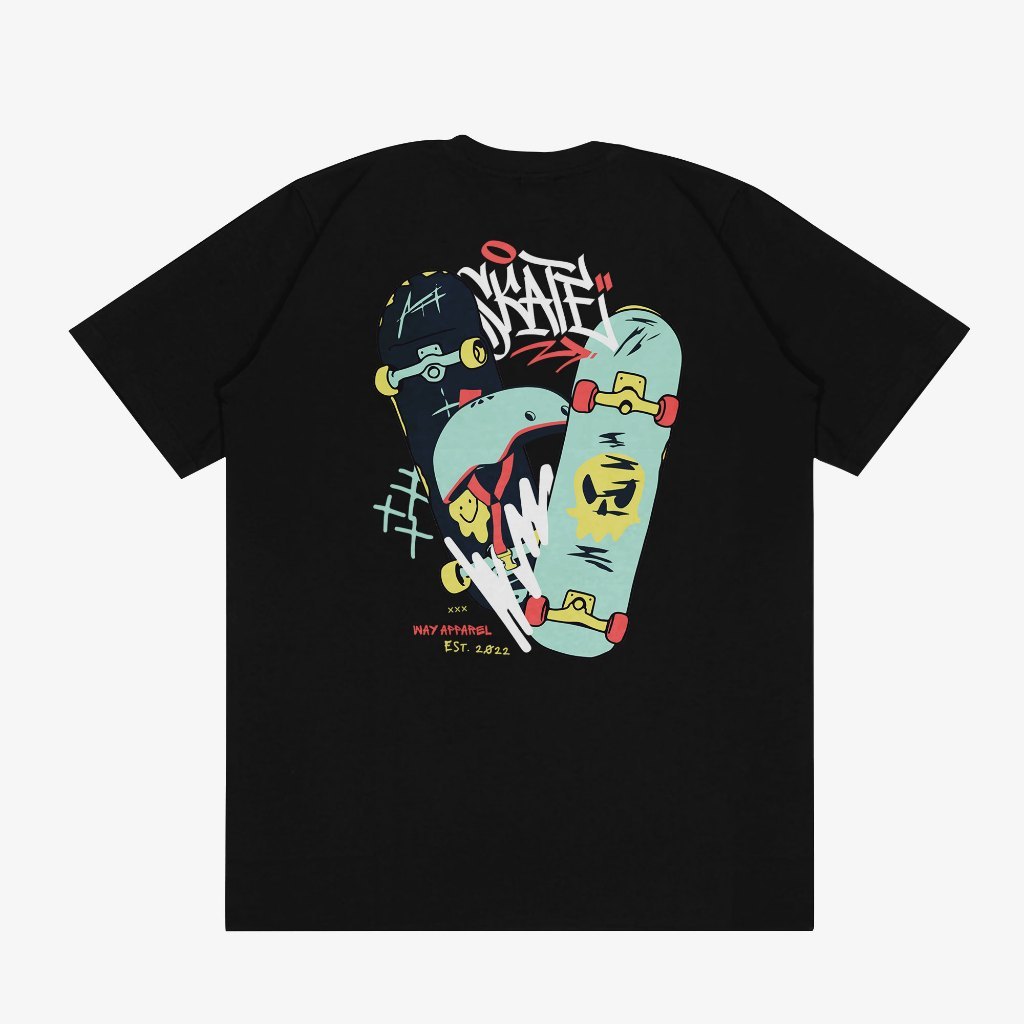 (COD) Way Kaos Pria Lengan Pendek  Skate Two Size S Sampai XXL
