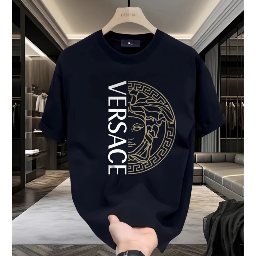 COD Kaos Pria Wanita Versace Logo Gold Medusa Premium - Baju T-Shirt Streetwear Hitam S-5XL Jumbo Ka