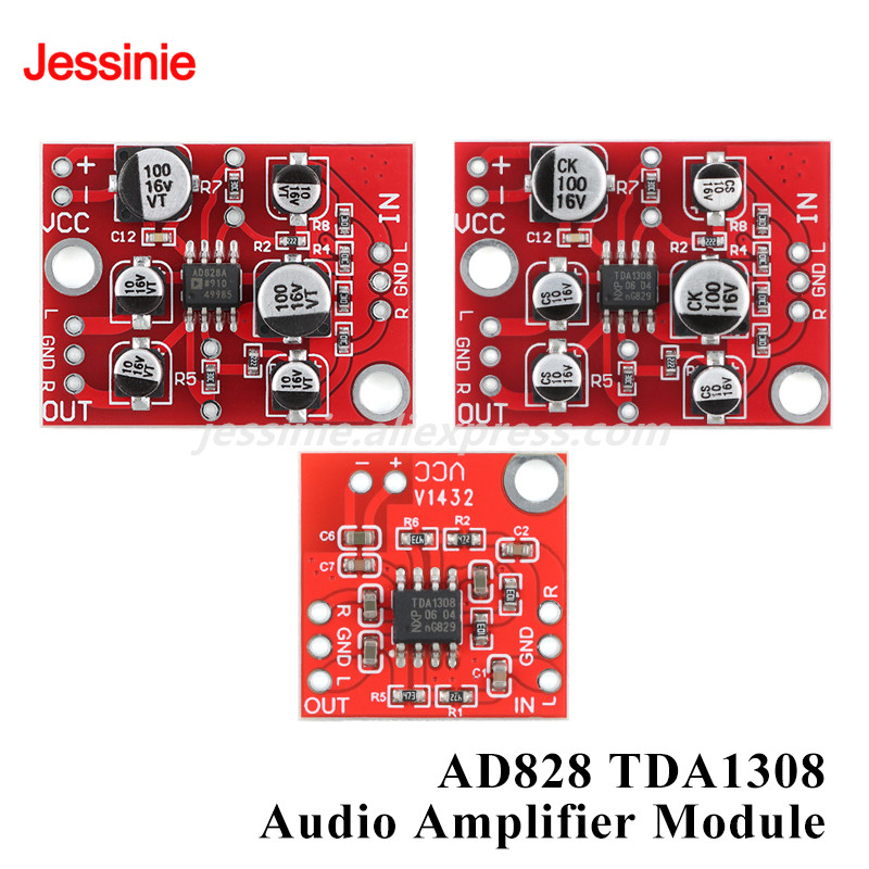 2pcs/1pc AD828 Single Power Supply 5-15V TDA1308 Class AB Stereo Headphone Driver Module Preamplifie