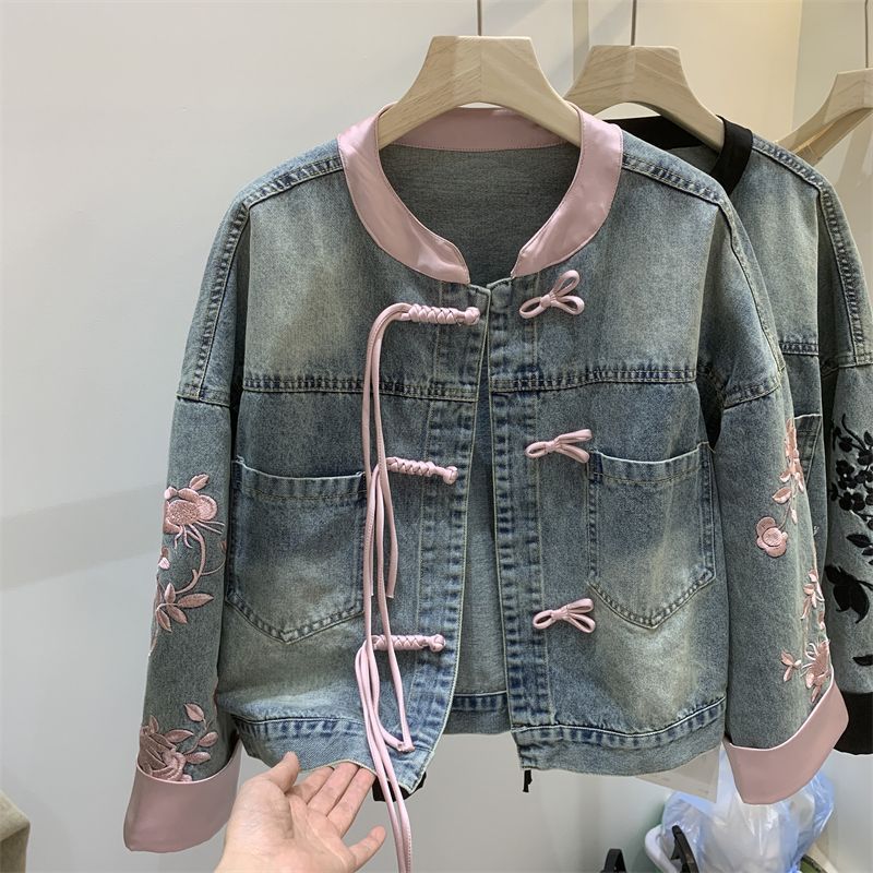 Jaket Gaya Cina Baru Denim Pakaian Wanita