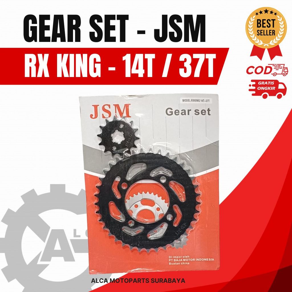 JSM GIR GEAR GER SET DEPAN BELAKANG RX KING RXKING 37T 14T DEPAN BELAKANG