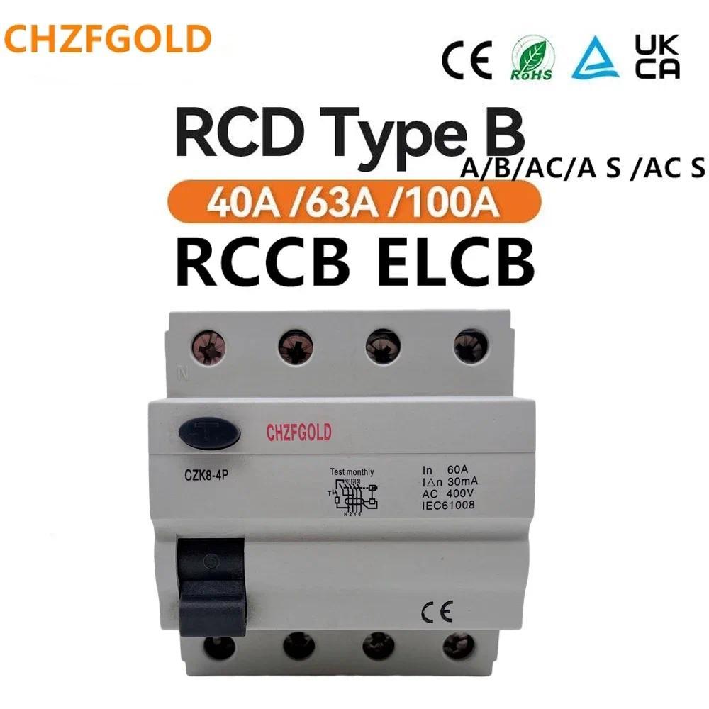 Wholesale High Quality RCCB 3 Phase Residual Current Type B Circuit Breaker 4 Pole for Ev arger