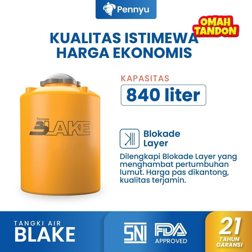 PENNYU Tandon / Tangki / Toren Air BLAKE Series Kapasitas 840 Liter