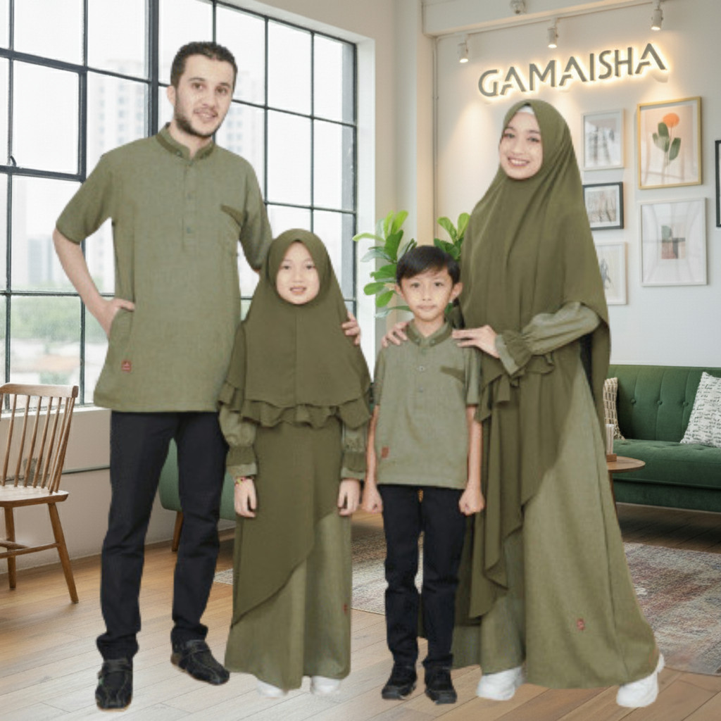 Arra Baju Lebaran Keluarga Sarimbit Couple Family Rayyan Army Muslim