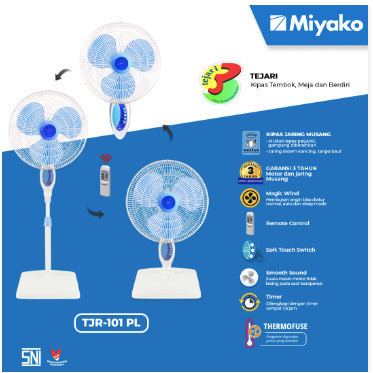 KIPAS ANGIN MIYAKO 3 IN1 TJR101PL/TJR-101-PL/TJR 101PL/TJR101PL/TJR101PL/ ORIGINAL BERGARANSI RESMI